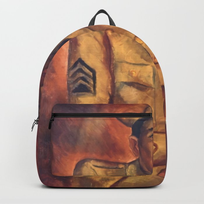 African American Soldier Harlem Renaissance masterpiece portrait painting by Malvin Gray Johnson for home and wall decor Backpack