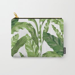 Tropical Leaves - White Carry-All Pouch