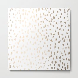 Luxe Gold Painted Polka Dot on White Metal Print