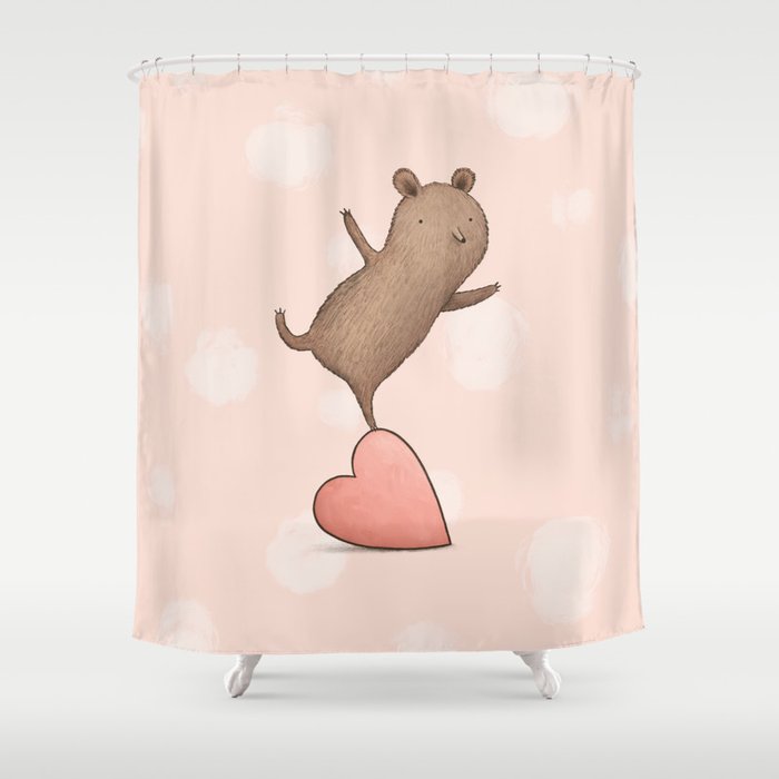 Bear on Heart Shower Curtain