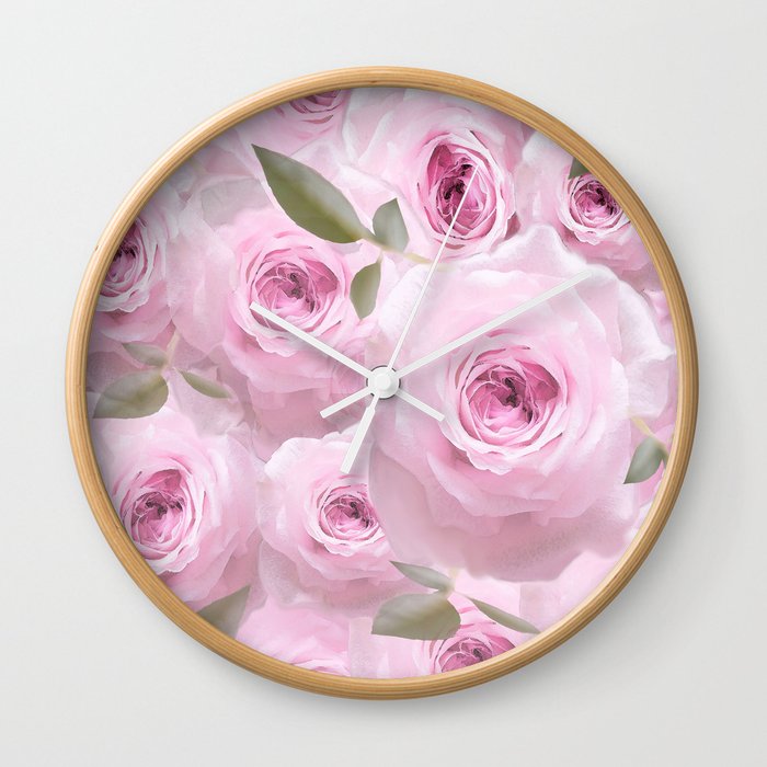 Pink Roses - Romantic mood #decor #society6 #buyart Wall Clock