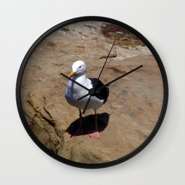 Me and My Shadow ~ Seagull at La Jolla, California Wall Clock