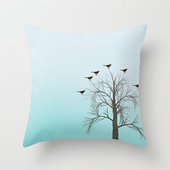 Tree with Birds Throw Pillow