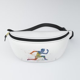 Athlete runner in watercolor Fanny Pack