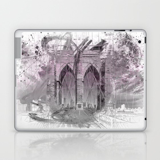 City Art Brooklyn Bridge in Detail | rose Laptop & iPad Skin