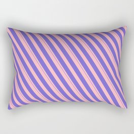 [ Thumbnail: Light Pink and Slate Blue Colored Lined Pattern Rectangular Pillow ]