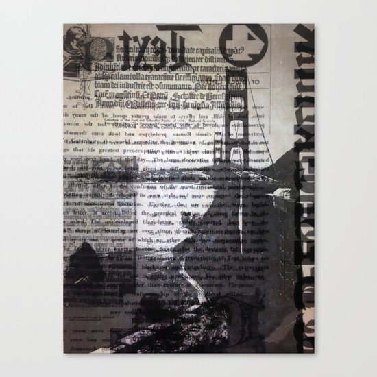 Golden Gate Bridge Text Collage Canvas Print