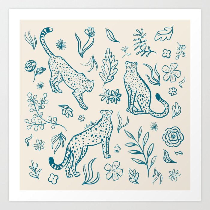 Cheetahs and Plants  Art Print