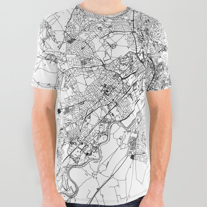 Nottingham White Map All Over Graphic Tee