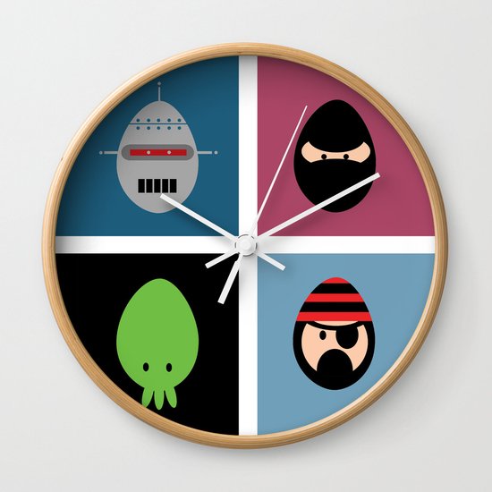 Robot Ninja Cthulhu Pirate Wall Clock