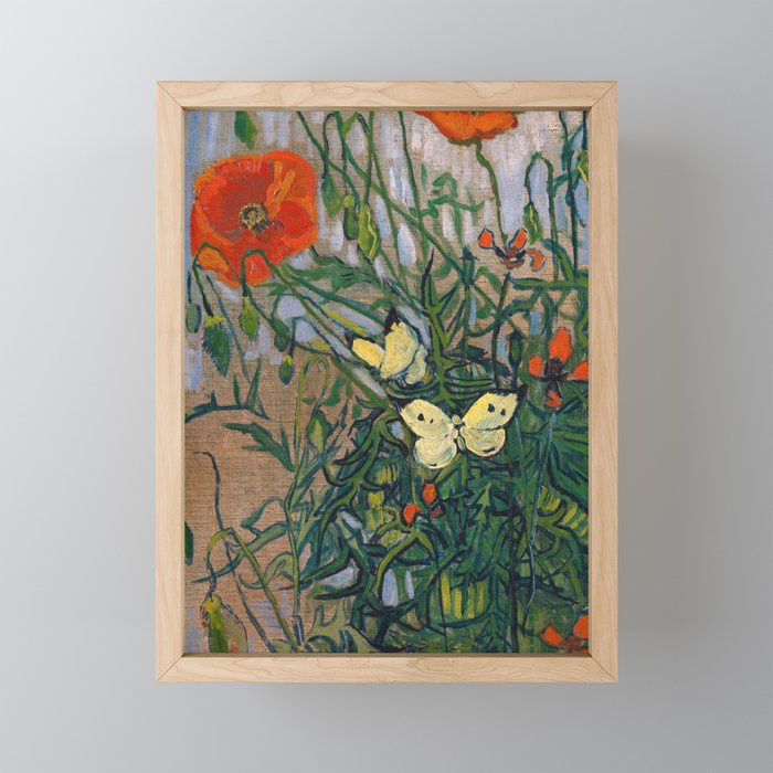 Vincent van Gogh - Butterflies and Poppies Framed Mini Art Print