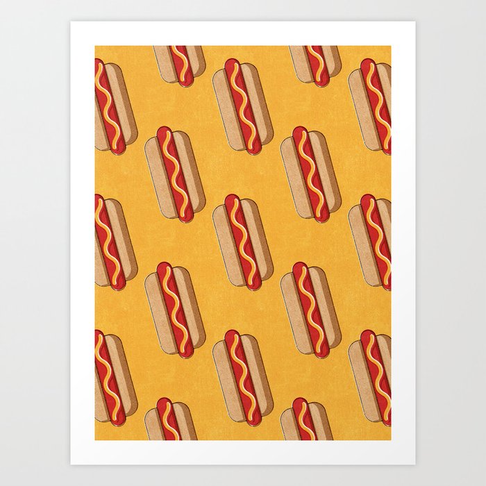 FAST FOOD / Hot Dog - pattern Art Print