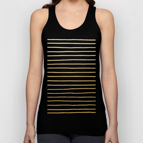 Gold Paris Stripe Pattern Unisex Tank Top