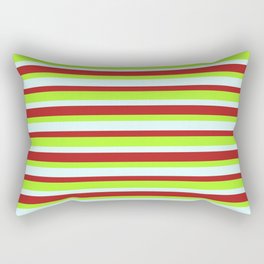 [ Thumbnail: Light Green, Light Cyan, and Red Colored Striped/Lined Pattern Rectangular Pillow ]