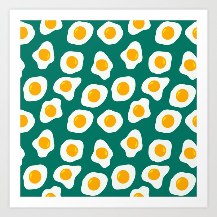 Eggs Pattern (Blue Green Color Background) Art Print