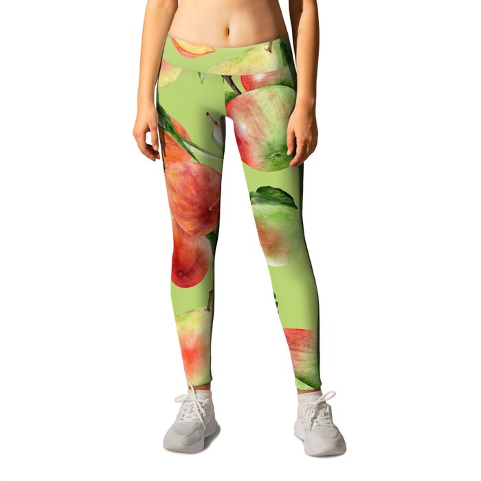Trendy Summer Pattern with Apples, pears and peaches Leggings