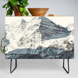 Maroon Bells Mountains in Black and White Credenza
