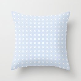 Alice Blue and White Seamless Geometric Crisscross Pattern Throw Pillow