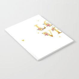 Love | Golden Letters With Flowers Notebook