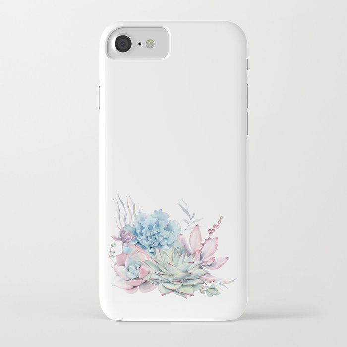 pretty pastel succulents iphone case