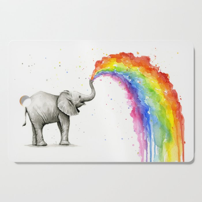 Rainbow Baby Elephant Cutting Board