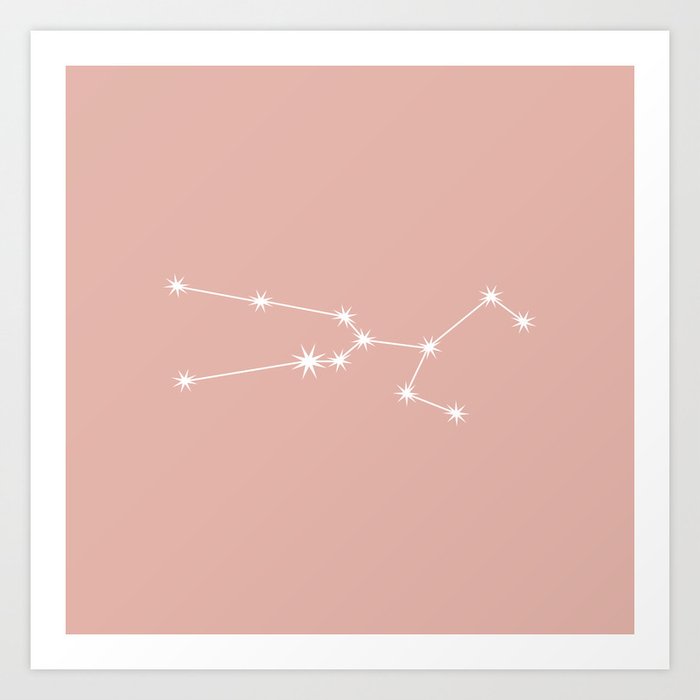 TAURUS Pastel Pink – Zodiac Astrology Star Constellation Art Print