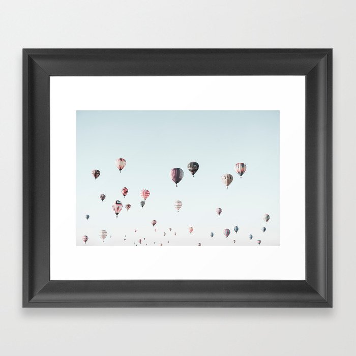 Hot Air Balloons Blue Sky Framed Art Print