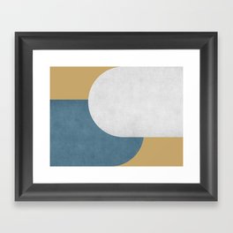 Halfmoon Colorblock - White Blue on Gold Framed Art Print
