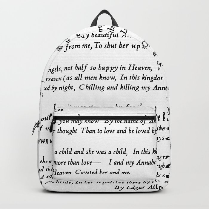 Annabel Lee Edgar Allan Poe Classic Poem Backpack By Designandart Society6