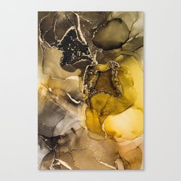 Alcohol ink painting with gold Canvas Print