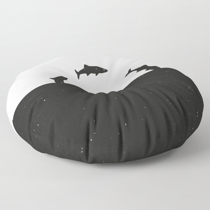 Fish print Black & White Floor Pillow