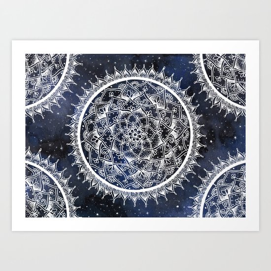 White Nebula Mandala Art Print