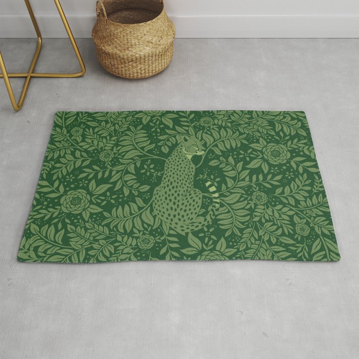 Spring Cheetah Pattern - Forest Green Rug