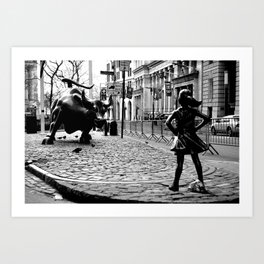 Fearless Girl and the Charging Bull Art Print