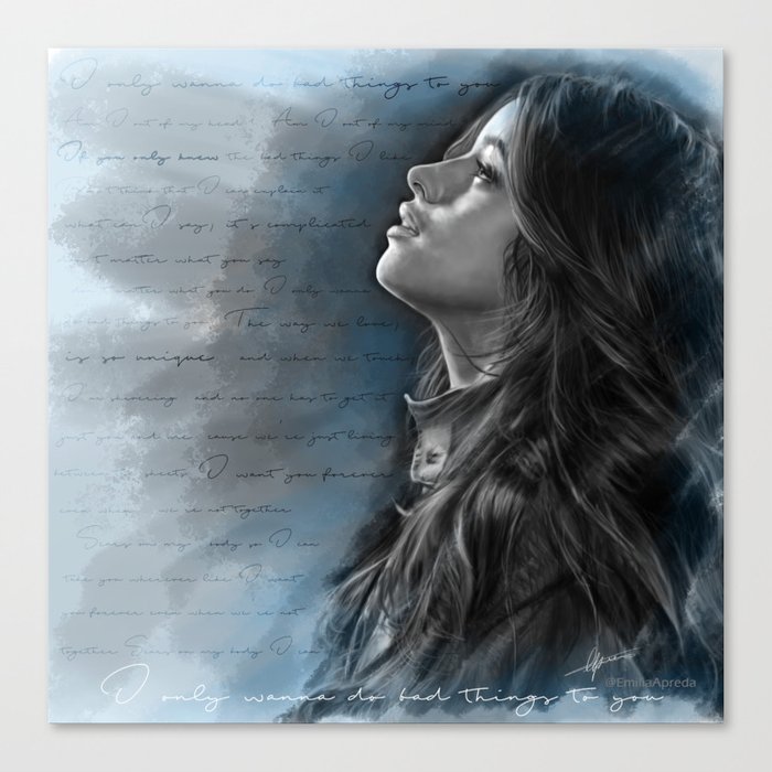 Camila Digital Painting With Bad Things Lyrics Canvas Print By