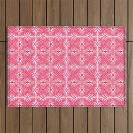 Pretty Pink Tropical Leaves Mini Outdoor Rug