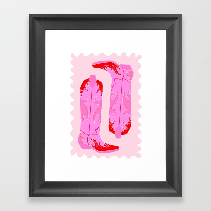 Pink Cowboy Boots Framed Art Print