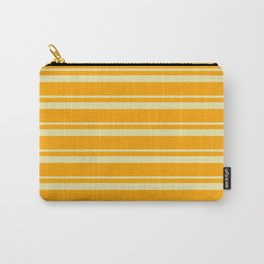[ Thumbnail: Pale Goldenrod and Orange Colored Lines/Stripes Pattern Carry-All Pouch ]