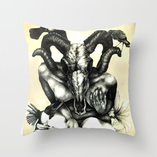 The Ram and the Crows Throw Pillow