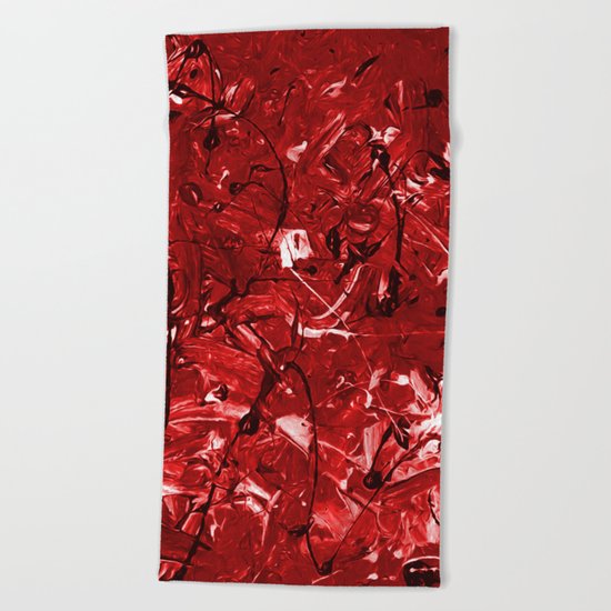 Abstract #446 Red Chaos Beach Towel