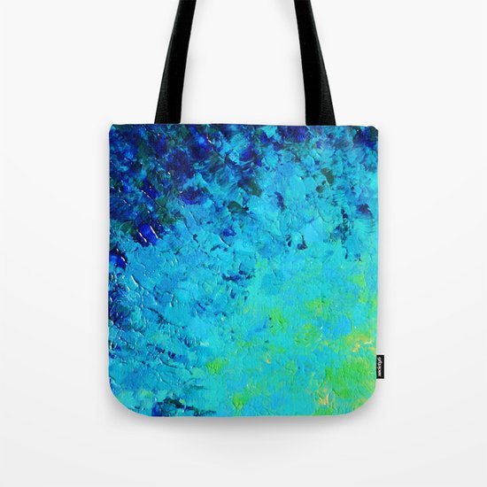 TRUE REFLECTION - Ocean Water Waves Ripple Light Impressionist Bright Colors Ombre Painting Tote Bag