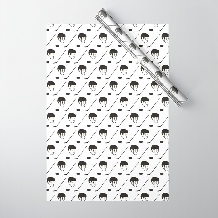 Hockey Equipment Pattern Wrapping Paper
