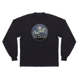 Luna Moths with moon and mushrooms - art and 2022 Lunar calendar (Northern Hemisphere) Long Sleeve T-shirt