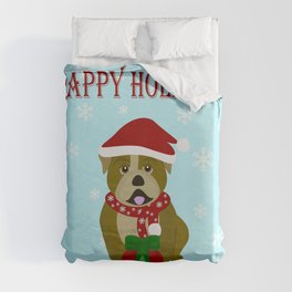 Happy Bulldog Holidays Duvet Cover