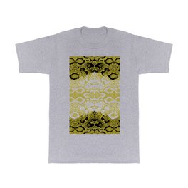 Snake skin scales texture. Seamless pattern black yellow gold white background. simple ornament T Shirt