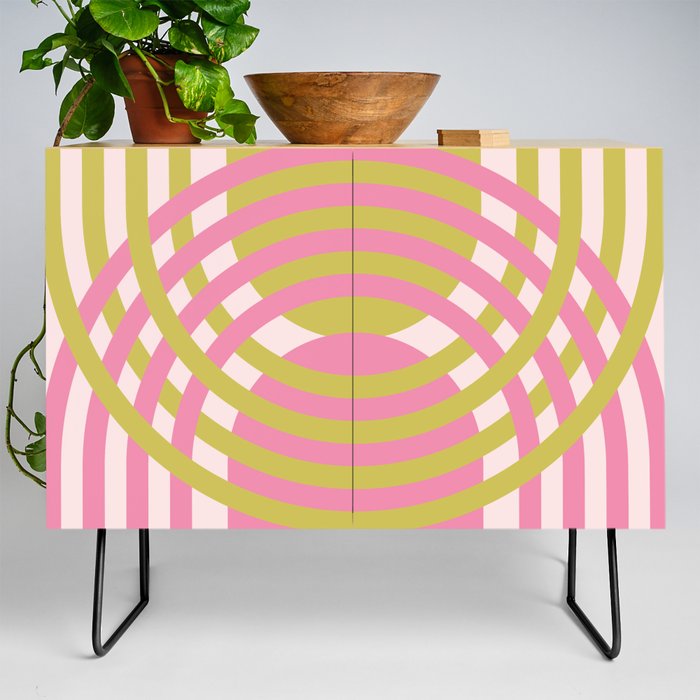 Arches Composition in Rose Pink and Light Moody Green Credenza