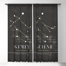 Gemini Zodiac Illustration - Black and White Blackout Curtain