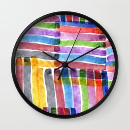 Rainbow Stripe Brush Stroke in Watercolor Abstract Pattern Wall Clock | Rainbowcolors, Pantonecolor, Seawavewater, Brushstroke, Abstractpattern, Colorsstripes, Handpainted, Classicblue, Summer2020, Painting 