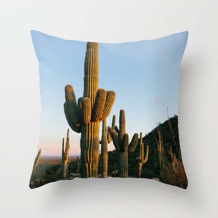 Sunset Saguaro Cactus Throw Pillow