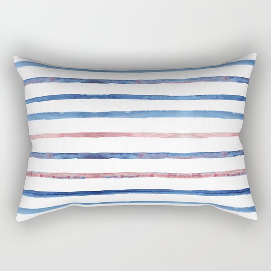 Watercolor pink and blue stripes Rectangular Pillow
